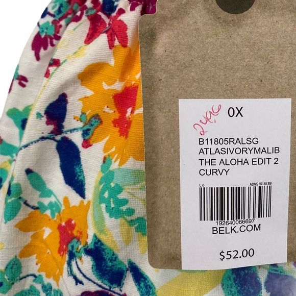 Womens 0X TRUE CRAFT Floral The Aloha Atlas Ivory Curvy Sundress - Picture 6 of 7